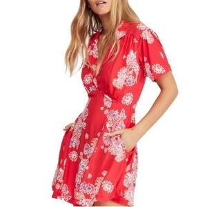 Free People red floral skater dress medium